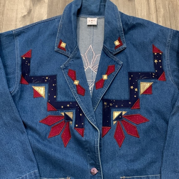Vintage CMC RARE Sundance Tribal Denim Long Coat - Picture 5 of 14